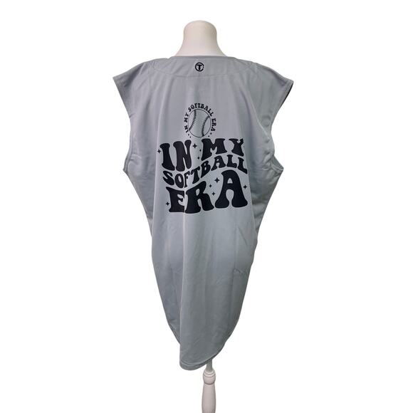 New Hand Printed Unisex Large Gray In My Softball Era Sleeveless Baseball Shirt - Picture 1 of 6